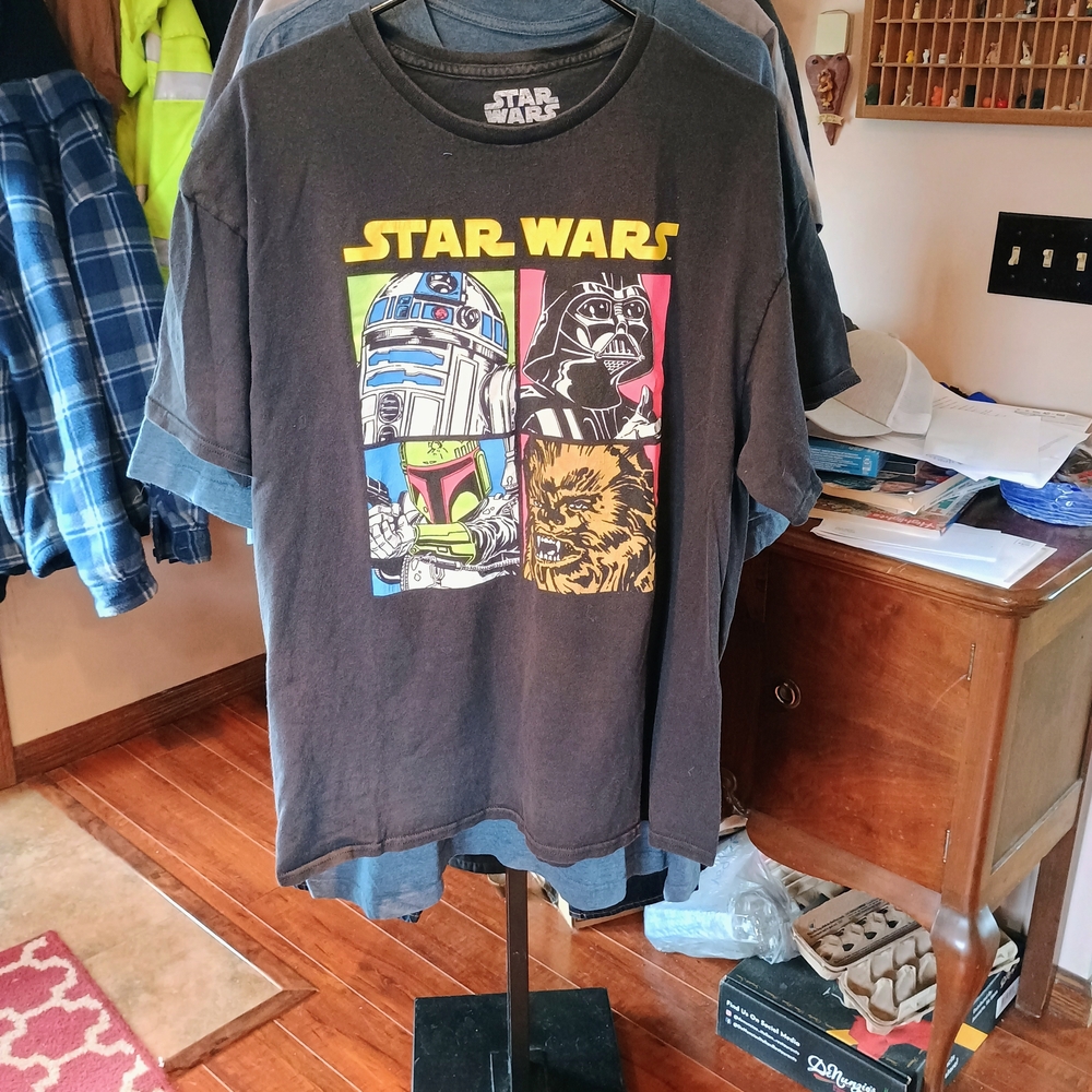 Star Wars Black Tee with Yellow, Blue, Pink & Green Panels Bin 18